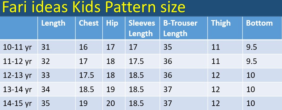 Kids Shirt & Trouser Pattern – 10 to 11 Years