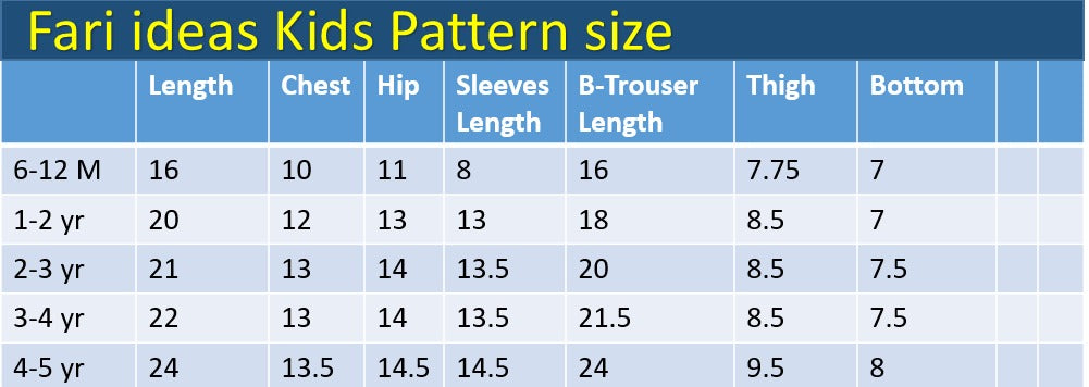 Kids Shirt & Trouser Pattern – 1 to 2 Years